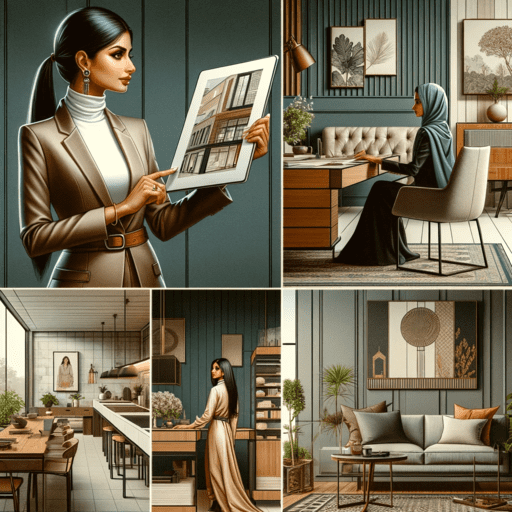 DALL·E 2024-01-06 23.48.32 - A collage showcasing Western-style modern interior design with an Indian female character. The first section features an Indian femal